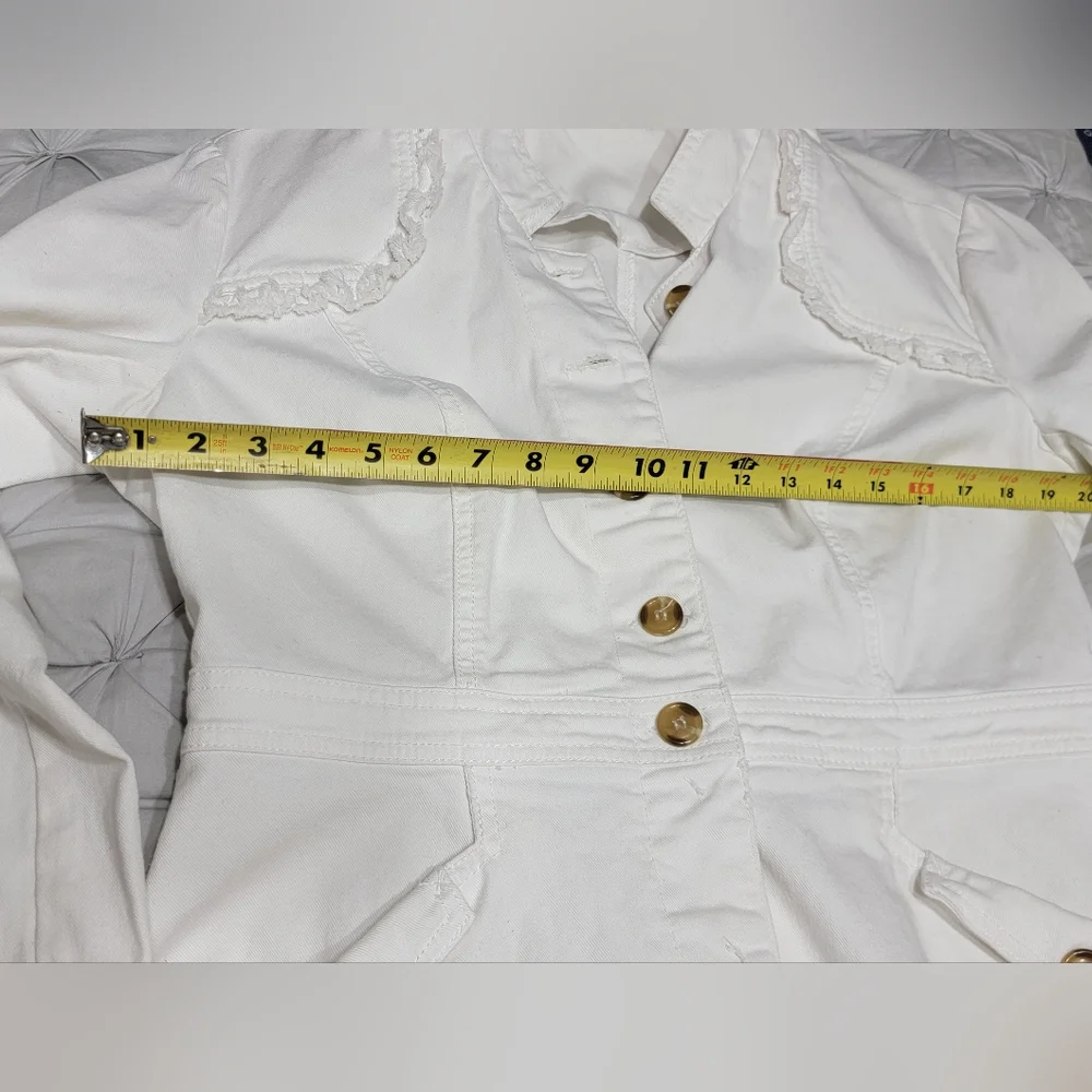 ALLEN B. By Allen Schwartz White Denim Jacket Women's Size Large - Picture 3 of 9